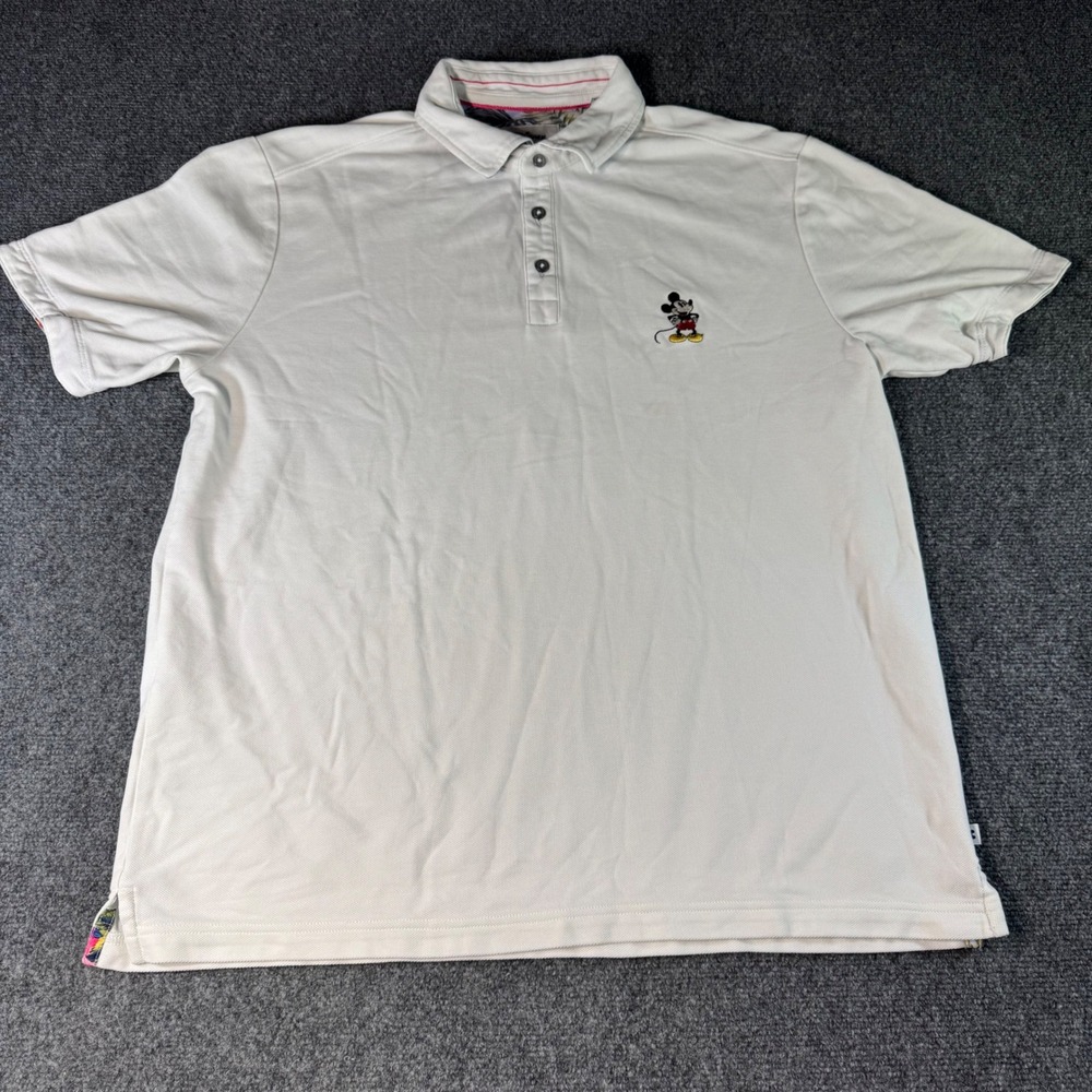 Tommy Bahama x Disney Mickey Mouse Polo Shirt Mens Large White Cotton Pique